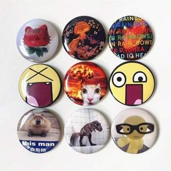 58mm Funny Cat Dog Tyrannosaurus Rex Jellyfish Beaver Brooch Badge Student School Bag Decoration Abstract Badge Pendant Gift