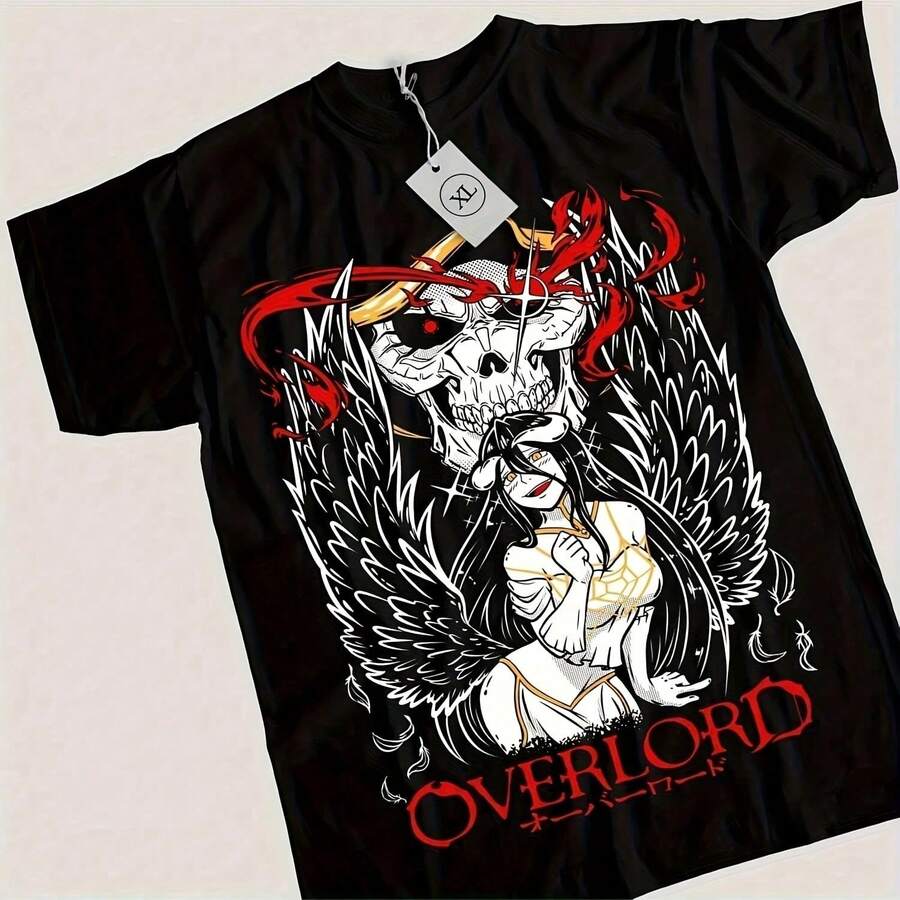 Overlord Ainz T-Shirt Ooal Gown Albedo Overlord Anime Manga Gifts Shirt All SizeY2K Wo's 220g Thick Cotton T-Shirt With Butterfly Print Pattern, Suitable For Girls And Wo's Short Sved Round Neck Inspirational Shirt, Cute Aesthetic Y2K Style Summer Top, Suitable For Outdoor, Family, Work Or Street Wear Casual Loose Daily T-Shirt - màu đen - Xem 1