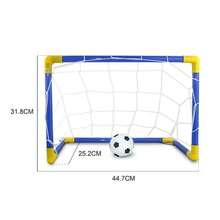 Set de portería plegable de mini fútbol/fútbol de plástico con red desmontable, de alta resistencia para interior y exterior, regalo de cumpleaños - Azul - Ver 3