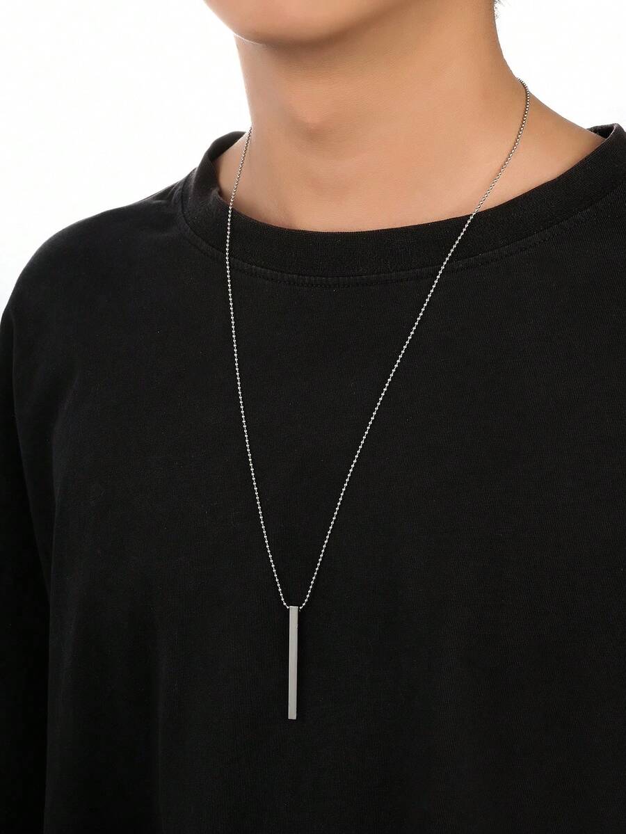 Fashionable and Popular Men Geometric Pendant Necklace for Jewelry Gift and for a Stylish Look - Silver - View 1