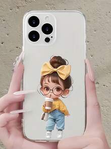 1 chiếc ốp lưng điện thoại TPU trong suốt hình cô gái hoạt hình dễ thương, chống sốc, tương thích với iPhone Apple 16, 15, 14, 13, 12, 11 Pro Max và các dòng khác. Chống nước, chống rơi vỡ và chống trầy xước. - Nhiều màu - Xem 5