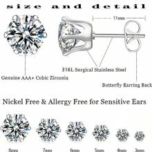 Aretes tipo stud sin perforación con zirconia falsa brillante y magnética para mujeres, joyería de fiesta y regalos (Sin atascos de papel)