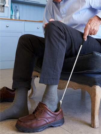 Stainless Steel Retractable Shoe Horn Long Handle Household Shoe-Wearing Artifact Long Handle Shoe Puller Shoe Puller