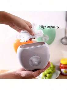1pc Multi-Color Apple-Shaped Storage Box, Wall-Mounted Food Wrap Dispenser, Can Detach Food Bags, Bathroom Hair Cap Storage, Kitchen Accessory, 1pc Storage Box + 95-105pcs Food Wrap (Random Color)