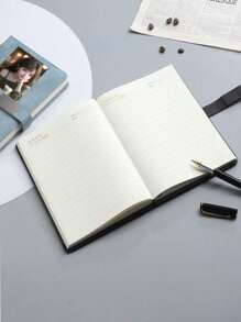 Notizbuch Stifteset mit anpassbarem Logo Schnalle, Lern- und Büroausstattung, Firmenmaterial, Sitzungsprotokollbuch mit individueller Notizblock Unterseite, personalisierter Text, Name, Bild, Schulmaterial, Rückkehr zur Schule