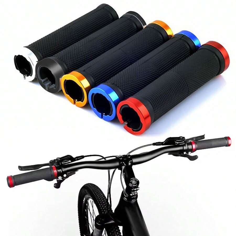 Fahrrad Gummi Lenkergriffe mit Metallverriegelung, rutschfeste Fahrrad Lenkerbezüge, Fahrrad Zubehör