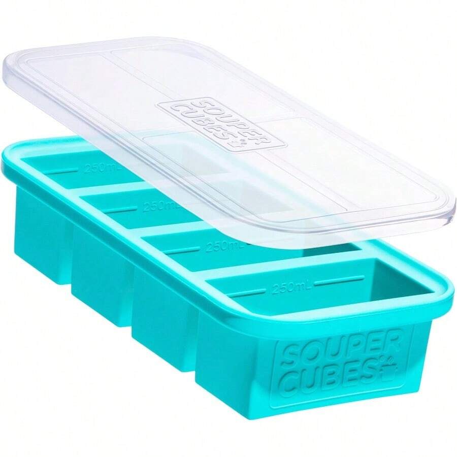 1 Cup Silicone Freezer Molds - Perfect For Freezing Broth, Rice, Leftovers And More - Silicone Freezer Trays With Lids For Meal Prep - Aqua - 2-Pack - Aqua - 查看 1