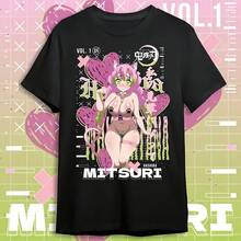 Neko Mitsuri  Kawa AnimeT Shirt Graphics  Uni All Size CottonY2K Wo's 220g Thick Cotton T-Shirt With Butterfly Print Pattern, Suitable For Girls And Wo's Short Sved Round Neck Inspirational Shirt, Cute Aesthetic Y2K Style Summer Top, Suitable For Outdoor, Family, Work Or Street Wear Casual Loose Daily T-Shirt - 黑色 - 查看 1