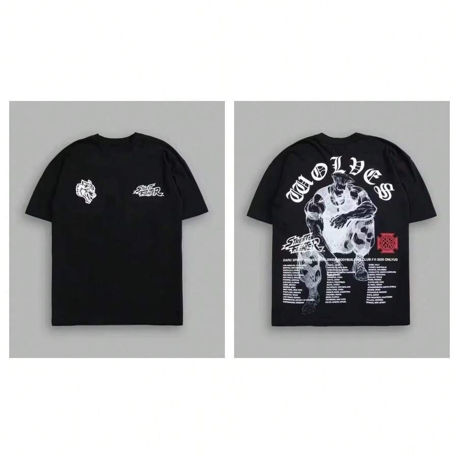 DARC SPORT Brand Cotton Women T-Shirts New Premium NFGU Wolves Hip Hop Oversized Gym Tee Unisex Couple T Shirt DARCSPORT Men Top - Black(黑色)5 - 查看 1