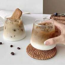 1pc Minimalist Latte Coffee Glass Cup, Milk Cup, Home Water Drinking Cup, Summer Cold Drink Cup