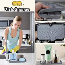 1pc Silicone Soap Sponge Holder For Kitchen Sink, Kitchen Soap Tray, Soap Holder For Kitchen Sink/Bathroom, Sink Soap Tray For Kitchen Counter, Sponge Tray With Drain