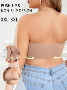 Soutien-gorge bandeau couleur unie grande taille, sans armature minimaliste, porter au quotidien décontracté