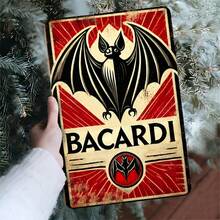 1 件百加得蝙蝠金属锡标牌，30x20 厘米合金，2D 高清打印，复古酒吧和男人洞穴墙壁装饰，易于悬挂，耐用，适合家庭、办公室或礼物，孔样式随机