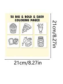 1pc 52 Page Food Drink & Sweets_coco Coloring Book For Adults And Kids, Bold And Easy Back To School Wyo Colouring Book Gifts Toys For Girls And Boys Teen Kids Toys Colouring Books [ Hand Drawn Must-Have ] Food Drink,Back To School,School Supplies