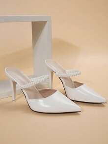 Fall/Winter 2025 Women's Pointed Toe Slip-On Mules, New Minimalist Closed Toe High Heel Sandals, Simple & Elegant For Work, Business, Date, Party,Elegant,Women Pumps