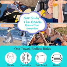 1pc Large-Sized Beach Towel, Beach Towels, Parrot Pattern Design, Ultra-Fine Fiber, Soft, Absorbent, Essential For Vacation, Travel, Tourism, Swimming, Swimming Pool, Camping