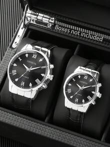 1 件男士运动休闲石英手表，带罗马数字和水钻表圈，礼物