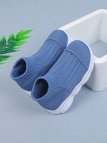 1 par de zapatos ligeros para niños pequeños con suela suave y transpirable de malla, adecuados para uso casual tanto en interiores como en exteriores, para primavera/otoño - Azul - Ver 8
