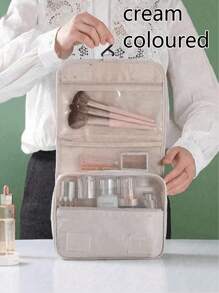 1pc Hanging Toiletry Bag, Bathroom Storage Bag, Toiletries Organizer, Cosmetic Storage Bag, Multi-Function Organizer Bag For Eye Shadow, Mirror, Eyeliner, Lip Gloss, Skin Care Products, Toothbrush, Toothbrush Cup, Soap, Shampoo, Comb, Watch, Mobile Phone, Necklace, Jewelry, Digital Product Storage, Travel Essentials, Holiday Organizer, Bathroom Essentials.