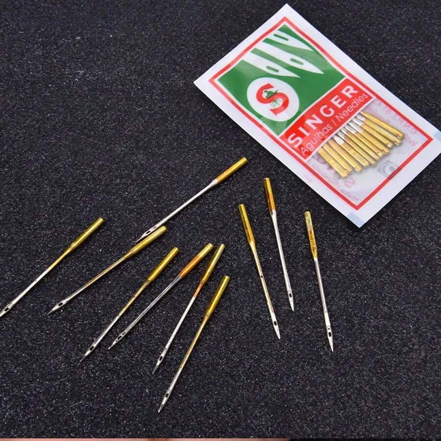10/50 件家用镀钛通用缝纫机针，适用于胜家缝纫机缝纫针，金色