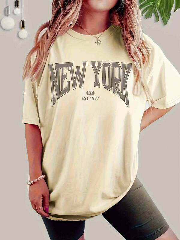 IXOEIS Women's Summer Top, Casual Round-Neck T-Shirt With A Casual Crew Neck T-Shirt, Letter Pattern, Short-Sleeved T-Shirt For Summer, Daily Wear When Going Out