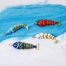 1 Pc Brass Ocean Jewelry 3D Fish Animal Movable Pendants 18K Plated Enamel Charms For Necklace DIY Jewelry