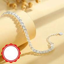 1 件精致的 925 银优雅女士手链，空心链设计，非常适合节日礼物和休闲装 - 銀色 - 查看 4