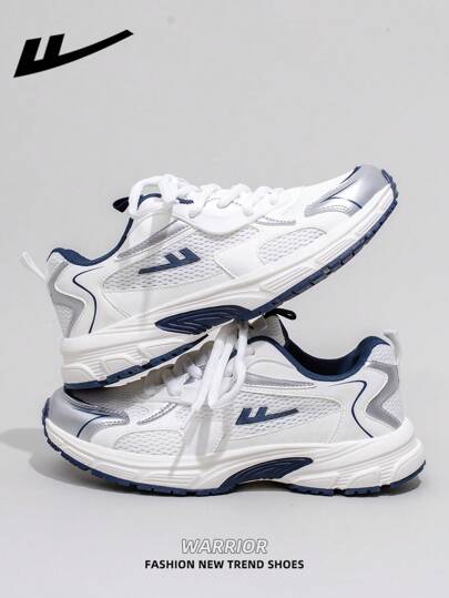 WARRIOR 1 Pair WARRIOR Women's Thick-Soled Lace-Up Soft-Bottom Casual Sneakers, Low-Top Outdoor Flat Shoes, Round Toe Low-Heel Non-Slip Solid Color Versatile Soft-Sole Hiking/Walking Shoes Suitable For Students, Graduates