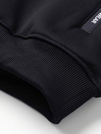 Men's Hooded Jacket Thermal Lined Windbreaker, Casual Fashion Thicken Outerwear For Spring, Autumn & Winter,Fleece