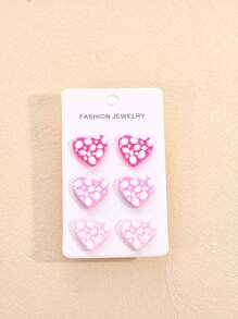 3 Pairs Bohemian Style Acrylic Geometric Print Earrings For Women, Jewelry For Party And Vacation