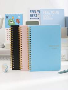 1 Book Of 52 A5 Undated Weekly Planner Coils This Schedule This Weekly Efficiency Plan This Planner Self-Discipline Coil Weekly Plan This Week To Do List Habit Tracker Planner Gift For Women, Girls Pink Journal