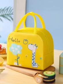 1pc Cartoon Pattern Insulated Lunch Bag, Soft Corduroy Lunch Box, Leak-Proof Thermal Lunch Bag Large Capacity Lunch Tote, Waterproof Lunch Container, Cosmetic Case, Travel Toiletry Bag, Cosmetic Travel Pouch