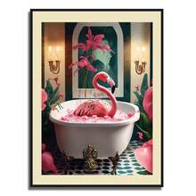 1pc Interesting Animal Bathtub Art Poster Ostrich Rhinoceros Octopus Printing Bathroom Wall Gifts Decor Optional Frame - Multicolor - View 51
