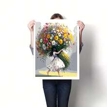 1pc DIY Paint By Numbers Kit For Adults, 40*50cm, Comes With Paints And Brushes, Ideal For Relaxation - Painting By Numbers, Handmade Floral Girl Symbolizes Vitality, Wall Decor Art Craft, Beginner Painting, Perfect Gift For Friends (Frameless) - Multicolor - View 5