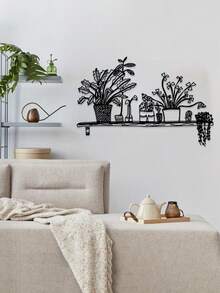 1 件黑色金属墙饰，带悬挂花盆设计 - 现代简约墙面装饰，适合客厅、露台、花园 - 黑色 - 查看 6