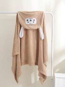 1 件儿童连帽浴巾、浴巾、儿童浴袍、可穿戴毛巾、珊瑚绒柔软吸水儿童防掉毛毛巾儿童连帽卡通长耳猴婴儿毛巾带帽 70 厘米 X 140 厘米斗篷、游泳毛巾、游泳浴巾浴室装饰、返校