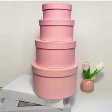 4-Piece Solid Color Round Gift Box Set, Simple Style Stackable Design, Suitable For A Variety Of Occasions Round Gift Boxes Mother's Day Graduation Father's Day Valentine's Day Teacher's Day Christmas Gift Packaging Box - Black - View 10