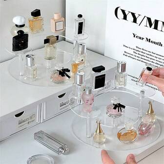 1pc Acrylic Display Rack, Three-Layer Multi-Functional Acrylic Desktop Storage Rack, Transparent Perfume Storage Rack, Skin Care Accessories Storage Rack, Doll Display Rack