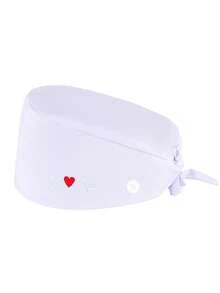 1pc Heart Embroidered Adjustable Work Cap With Button And Sweatband, Tie-Back Design, Suitable For Men And Women In Any Workplace - Multicolor - View 14
