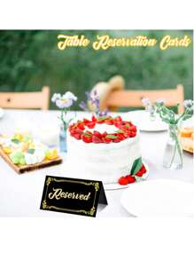 50/30 Peças Elegantes Cartões de Lugar Pretos com Folha de Ouro, Cartões Dobráveis com Bordas de Folha de Ouro, Cartões de Lugar Pretos e 1 Caneta Dourada, Adequados para Casamentos, Menus, Bufês, Festas, Eventos, Formaturas, Cartões Florais, Cartões de Feriados