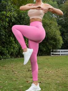 4pcs Ribbed Seamless Leggings, Outdoor Sports Yoga Pants, Workout Base Layers, Ribbed High Stretch, Versatile For Gym, Outdoor Wear Spring - Multicolor - View 4
