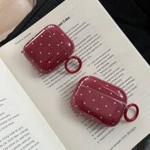 深红色圆点耳机盒+挂环 适用于Apple Pro 3/Pro 2/Pro/ 4/3/2，时尚耳机盒/女士耳机盒 - 紅色 - 查看 3