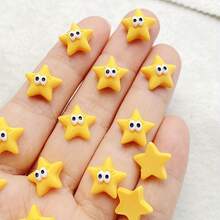 10/20/30 件可爱微型树脂黄色卡通眼睛和星星装饰 - 平面贴纸，适用于 DIY 美甲、剪贴簿、婚礼装饰、工艺品 - 非常适合面部表情美甲和创意项目