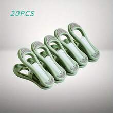 20 件无缝软塑料衣夹 - 强力防滑、防紫外线和防风，符合人体工程学设计，适用于精致面料、洗衣、家居整理（浅绿色）、现代干燥夹、耐用衣夹、衣夹 - 彩色 - 查看 3