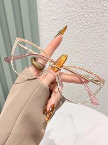 Gafas de ojo de gato para mujeres, con marco de metal decorado con diamantes y cristales, gafas de moda para comercio electrónico transfronterizo