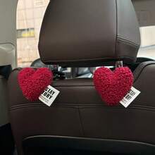 可爱治愈系毛绒爱心汽车椅背挂钩车内座椅收纳用品装饰车内摆件女