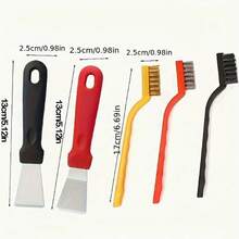 5pcs Kitchen Cleaning Tool Set - Hand-Held Multi-Surface Brush And Scraper For Stove, Range Hood And Dirt Removal - Durable Nylon, Iron, Brass Wire Brush Combo - For Home And Outdoor Use