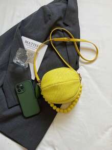 Women's Fashionable Personalized Woven Ball Shape Handbag, Casual Shoulder/Crossbody Bag For Daily & Shopping