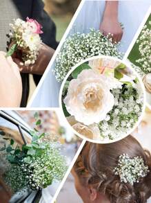 6pcs Artificial Baby's Breath Wedding Bouquet, Suitable For Wedding Party, Home Garden Decoration