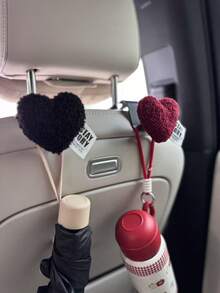 可爱治愈系毛绒爱心汽车椅背挂钩车内座椅收纳用品装饰车内摆件女